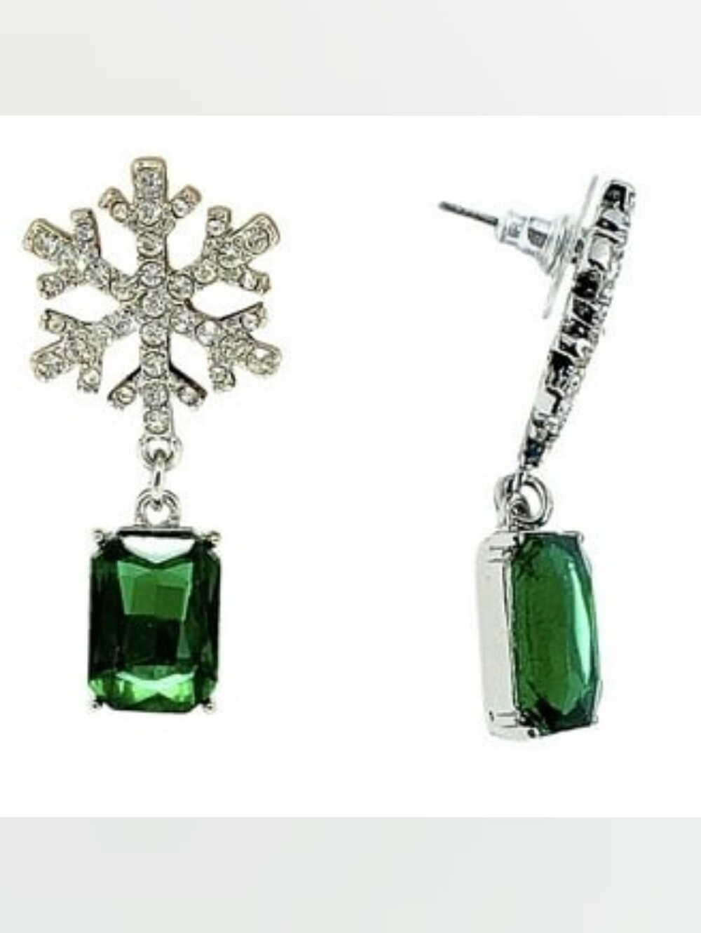 Betsey Johnson Snowflake Emerald Greem Crystal Earring Set NWT/NIB